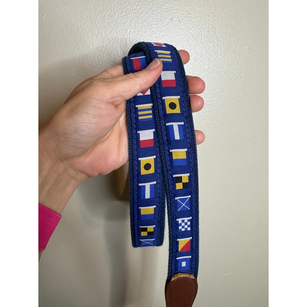 Zep Pro Mens Nautical Signal Flag Canvas Leather Belt Navy Blue 40 USA